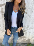 Full Size Collared Neck Long Sleeve Blazer - Trendsi - Flyclothing LLC