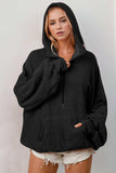 Double Take Full Size Half Zip Long Sleeve Hoodie with Kangaroo Pocket - Trendsi - Flyclothing LLC