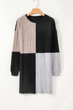 Color Block Drop Shoulder Long Sleeve Mini Dress - Trendsi - Flyclothing LLC