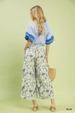 Umgee Two Tone Floral Print Pants - Trendsi - Flyclothing LLC