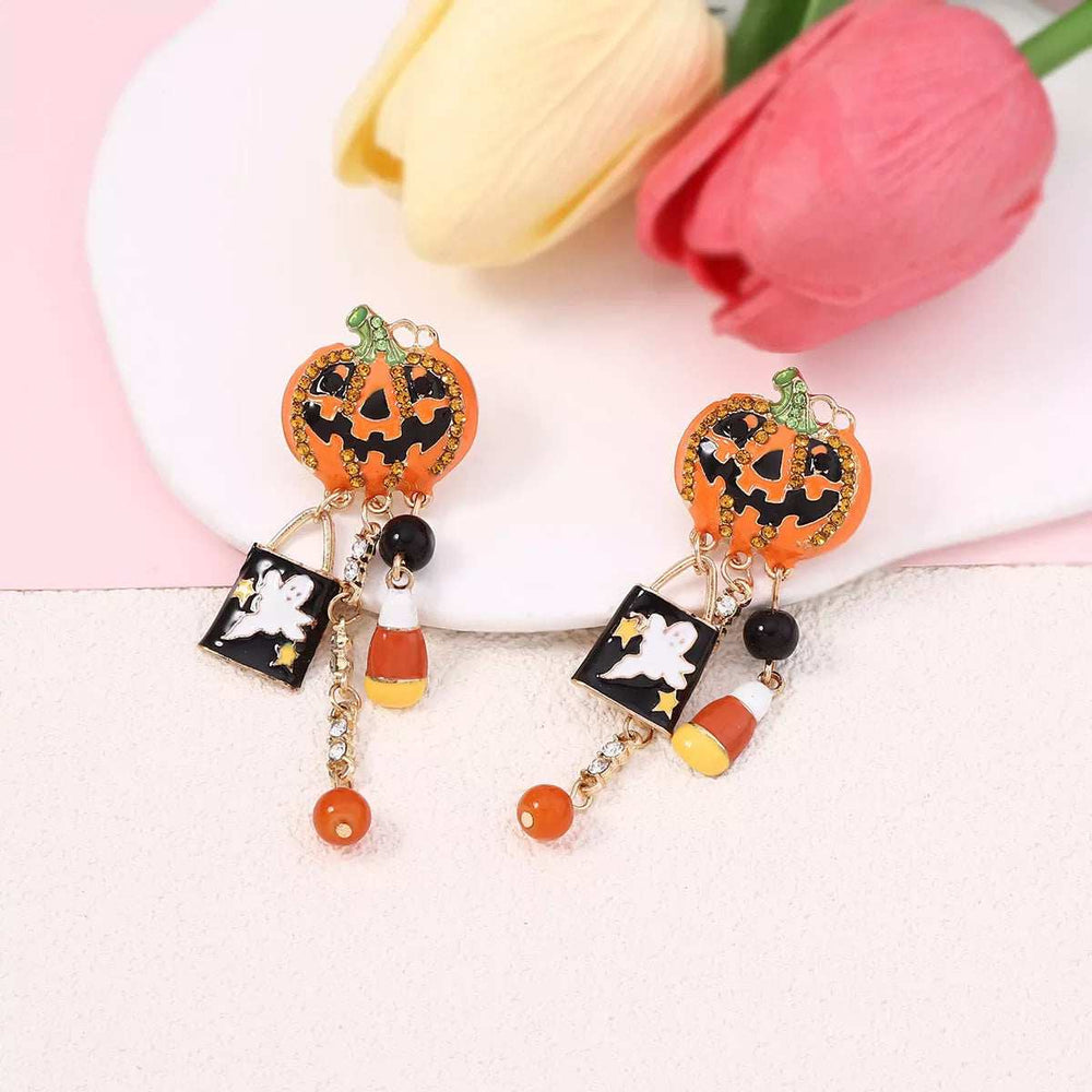 Halloween Pumpkin Ghost Dangle Earrings - Trendsi - Flyclothing LLC