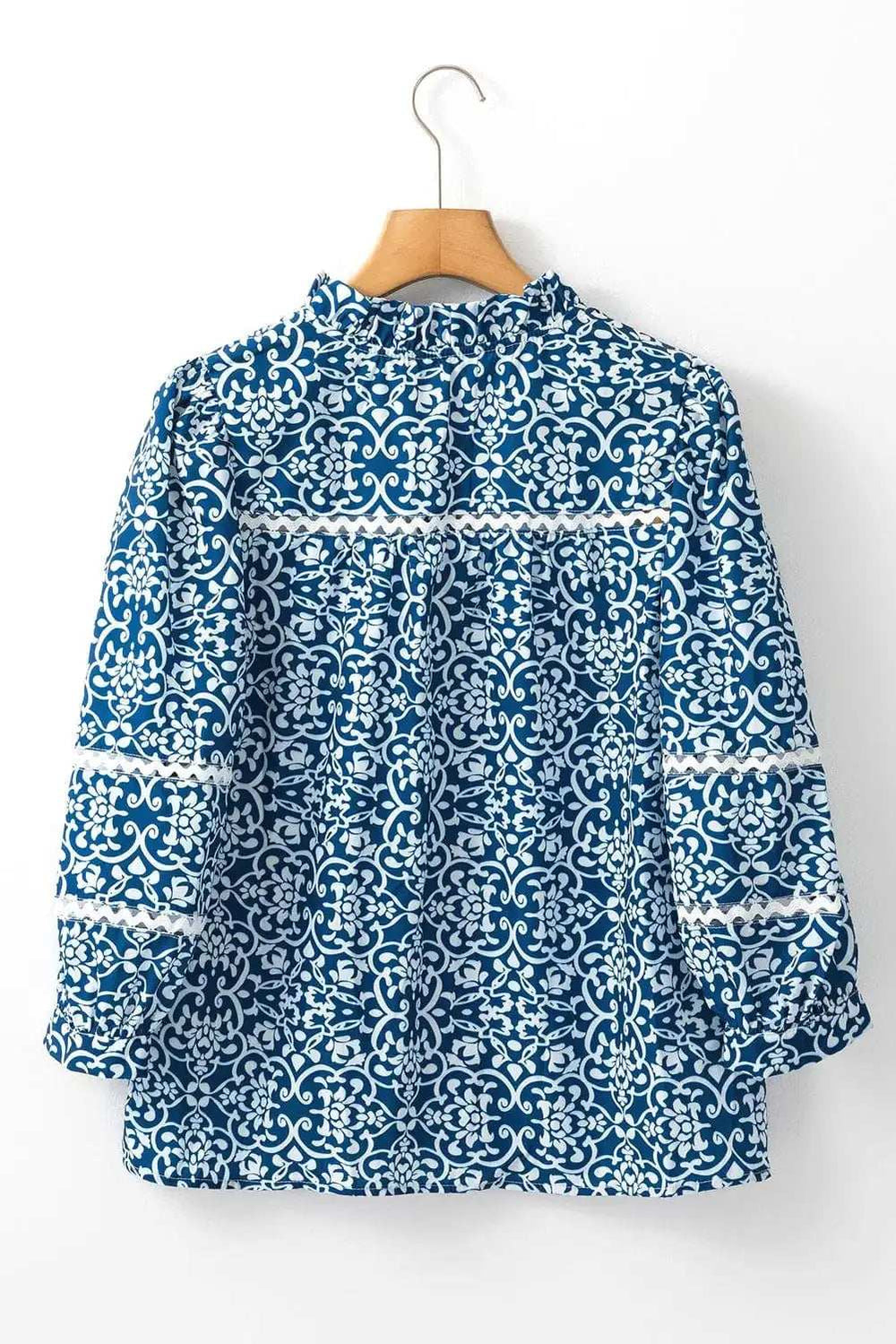 Printed Mock Neck Long Sleeve Blouse - Trendsi - Flyclothing LLC