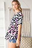 Heimish Full Size Crisscross Neck Animal Print Babydoll Top Plus Size - Trendsi - Flyclothing LLC