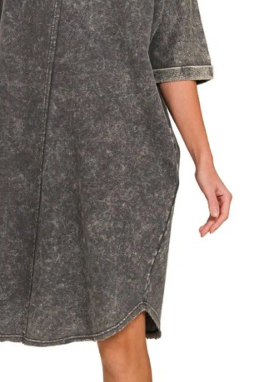 Zenana Acid-washed French Terry Tee Shirts Dress - Trendsi - Flyclothing LLC