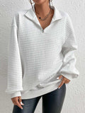 Collared Neck Long Sleeve Sweatshirt - Trendsi - Flyclothing LLC