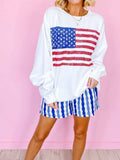 US Flag Round Neck Long Sleeve Sweatshirt - Trendsi - Flyclothing LLC