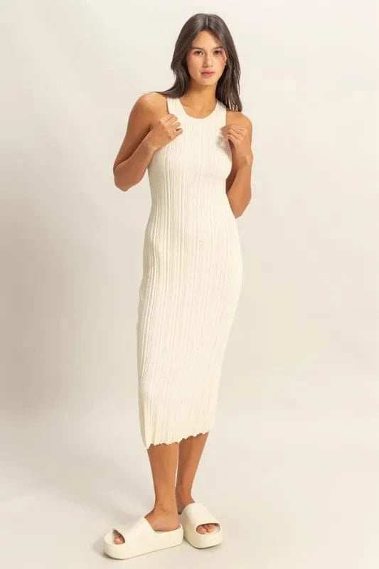 HYFVE Round Neck Bodycon Ribbed Knit Dress - Trendsi - Flyclothing LLC
