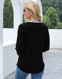 Cutout Leopard Round Neck Long Sleeve T-Shirt - Trendsi - Flyclothing LLC