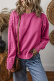 Eyelet Round Neck Long Sleeve Sweatshirt - Trendsi - Flyclothing LLC