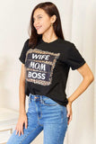 Simply Love WIFE MOM BOSS Leopard Graphic T-Shirt - Trendsi - Flyclothing LLC