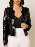 Full Size Sequin Long Sleeve Jacket Plus Size - Trendsi - Flyclothing LLC