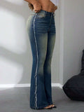 Side Raw Hem Flare Jeans - Trendsi - Flyclothing LLC