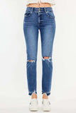 Kancan High Rise Distressed Slim Straight Jeans - Trendsi - Flyclothing LLC
