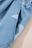 Star Print Square Neck Denim Overalls - Trendsi - Flyclothing LLC