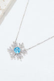 925 Sterling Silver Topaz Snowflake Shape Necklace - Trendsi - Flyclothing LLC