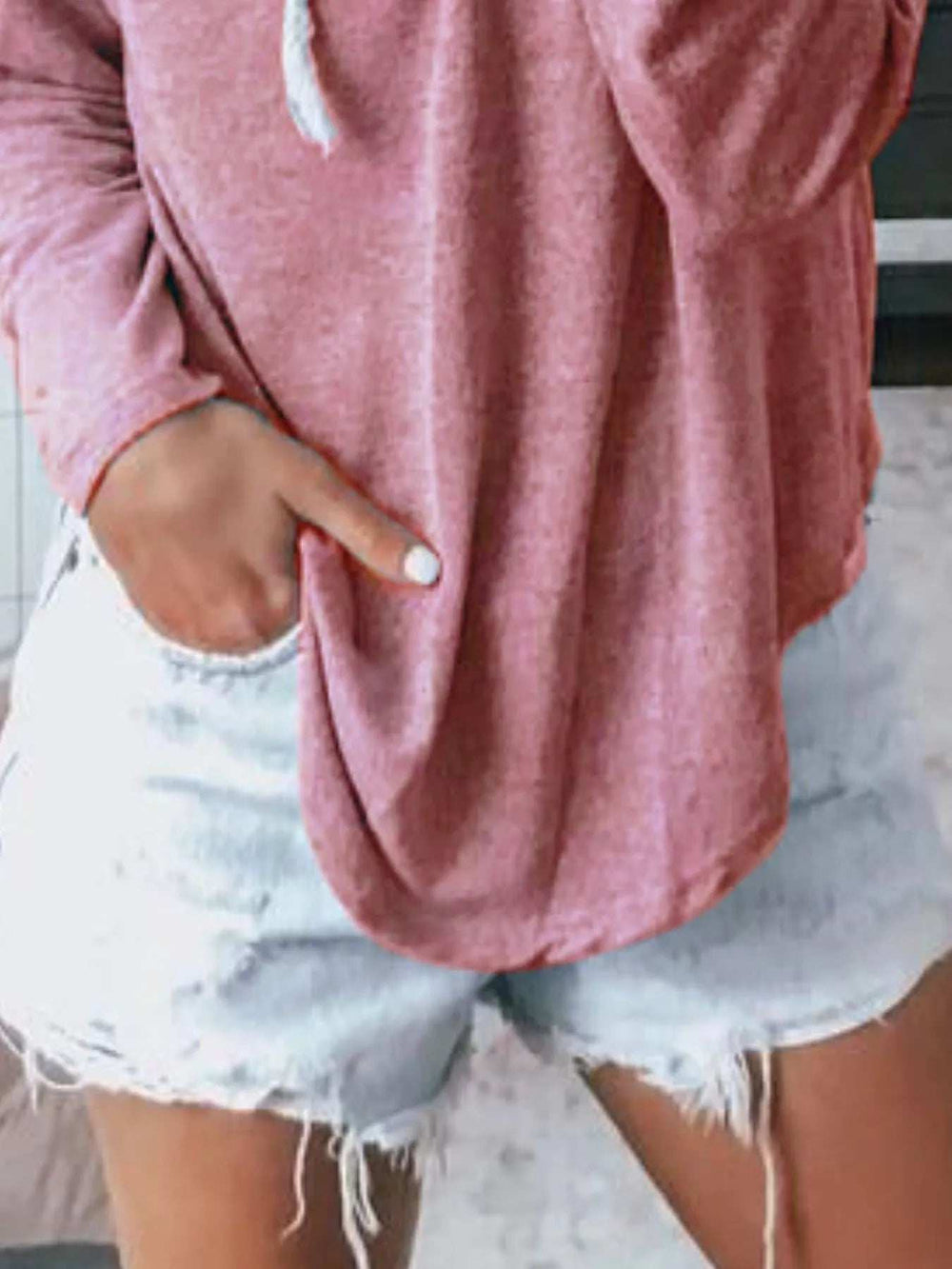 Full Size Drawstring Long Sleeve Hoodie Plus Size - Trendsi - Flyclothing LLC