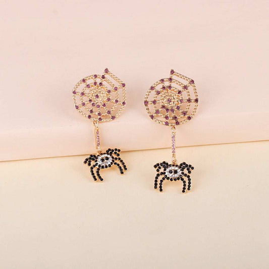 Spider Rhinestone Alloy Earrings - Trendsi - Flyclothing LLC
