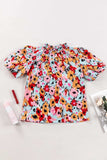 Printed Mock Neck Short Sleeve Blouse - Trendsi - Flyclothing LLC