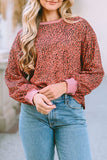 Leopard Round Neck Long Sleeve Sweatshirt - Trendsi - Flyclothing LLC