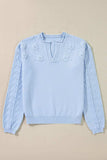 Daisy Notched Long Sleeve Sweater - Trendsi - Flyclothing LLC