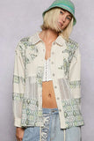 POL Printed Crochet Patchwork Button-Up Shirt - Trendsi - Flyclothing LLC