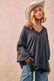 BiBi Mineral Washed French Terry Oversized Sweatshirt - Trendsi - Flyclothing LLC