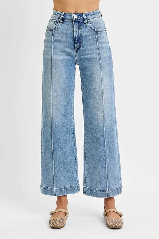 RISEN Full Size High Rise Crop Wide Leg Jeans Plus Size - Trendsi - Flyclothing LLC