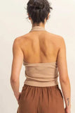 HYFVE Halter Neck Buttoned Washed Top - Trendsi - Flyclothing LLC