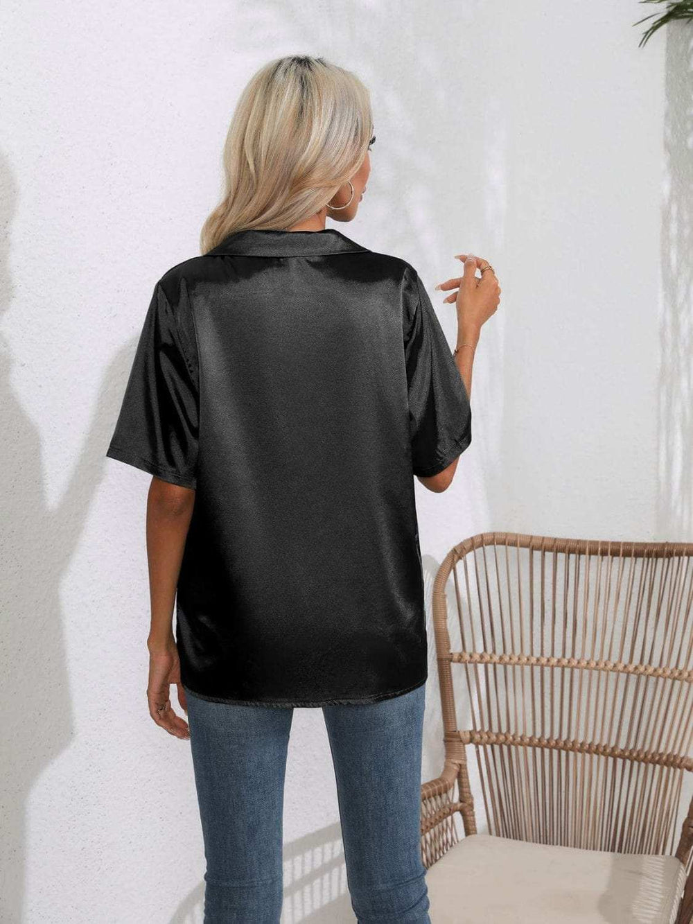 Button Down Short Sleeve Shirt - Trendsi - Flyclothing LLC