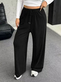 Full Size Drawstring Wide Leg Pants Plus Size - Trendsi - Flyclothing LLC