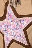 Star Applique Patch Round Neck T-Shirt - Trendsi - Flyclothing LLC