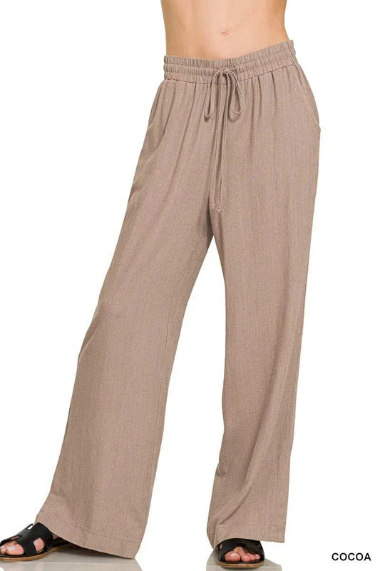 Zenana Linen Drawstring Pants - Trendsi - Flyclothing LLC