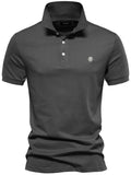 Men's Embroidered Collared Short Sleeve Polo - Trendsi - Flyclothing LLC