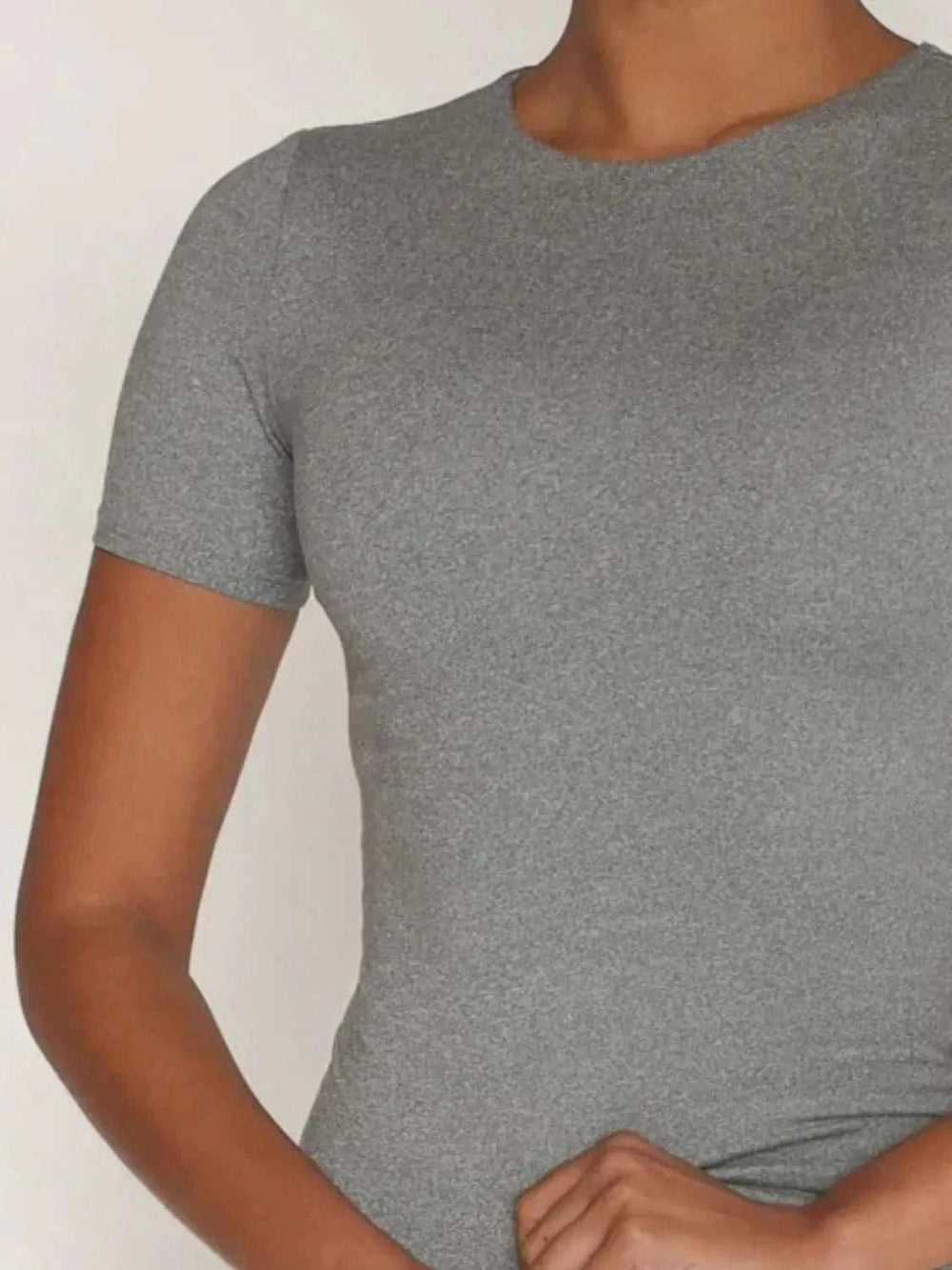 Round Neck Short Sleeve Swim Top - Trendsi - Flyclothing LLC