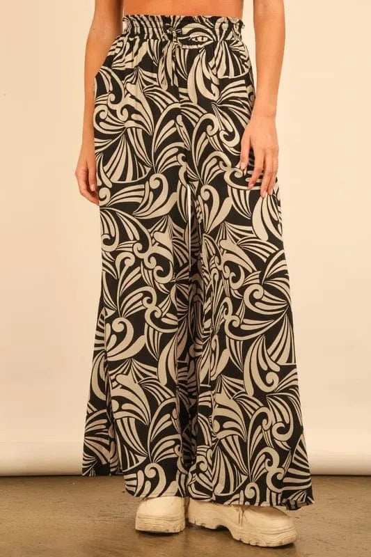 VERY J Printed Wide Leg Pants - Trendsi - Flyclothing LLC