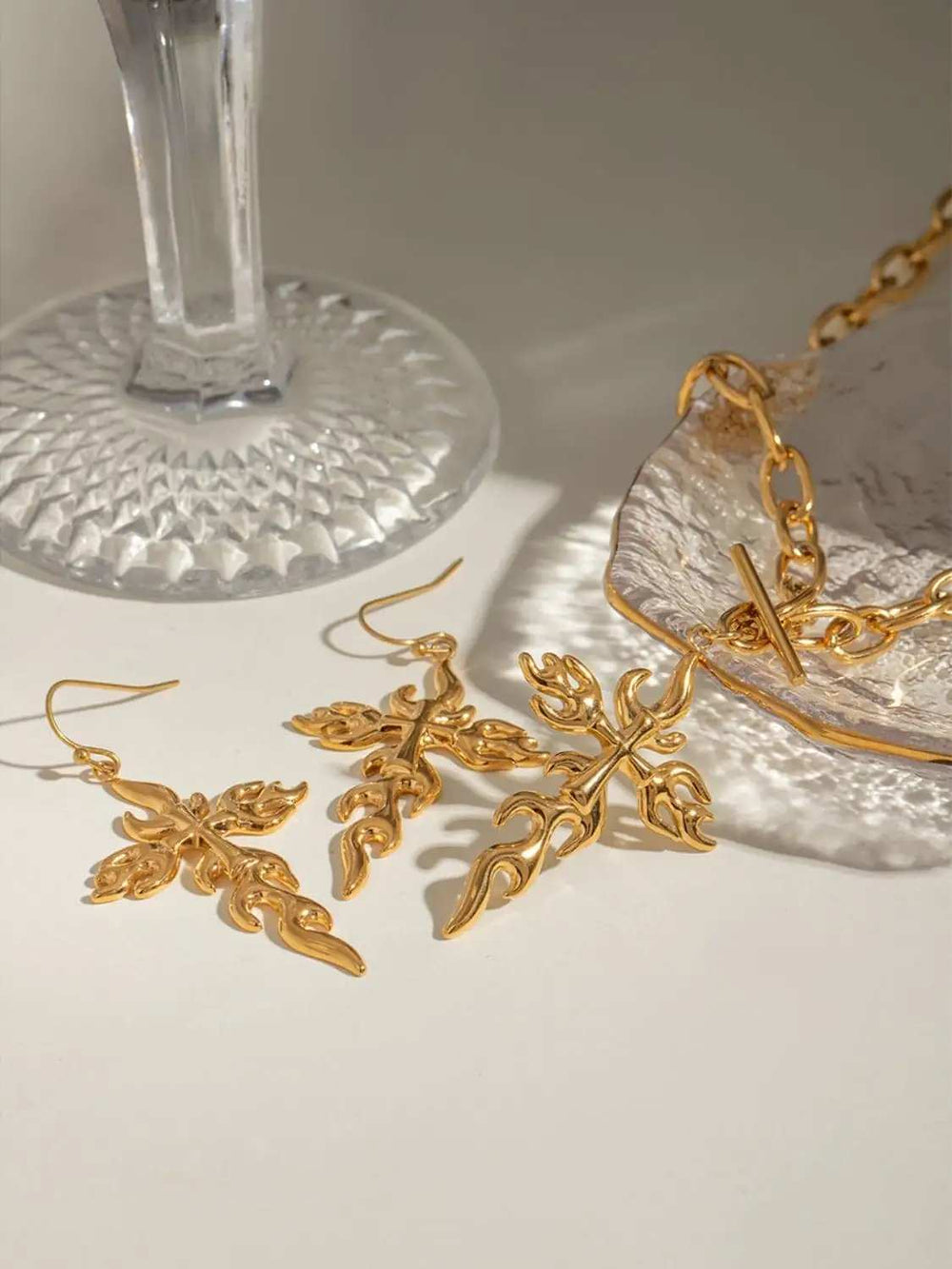 18K Gold-Plated Stainless Steel Cross Necklace - Trendsi - Flyclothing LLC