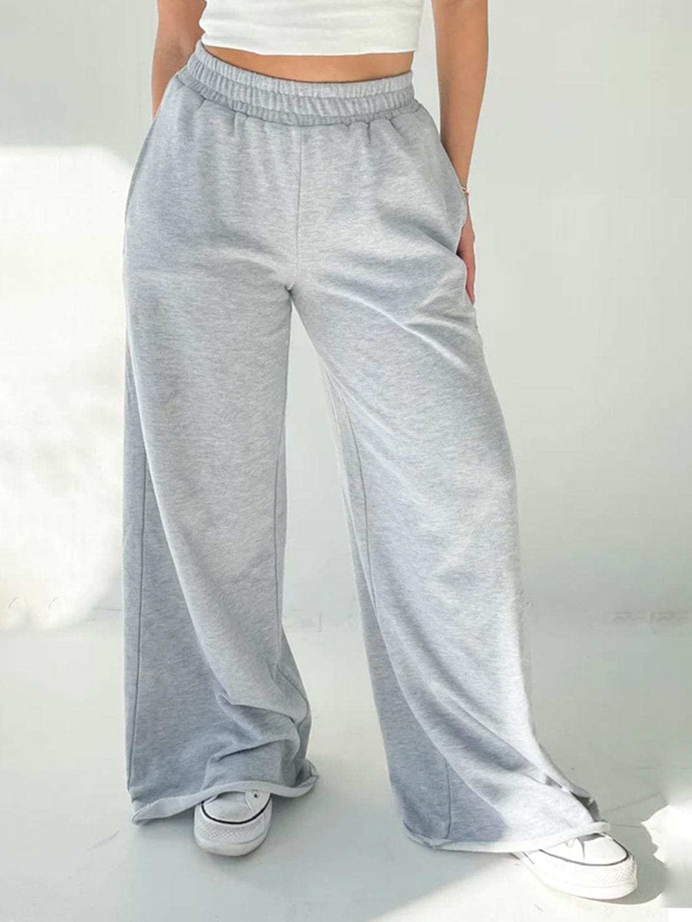 Elastic Waist Wide Leg Pants - Trendsi - Flyclothing LLC