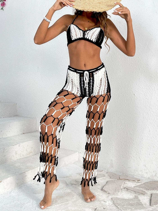 Cutout Halter Neck Top and Pants Two-Piece Swim Set - Trendsi - Flyclothing LLC