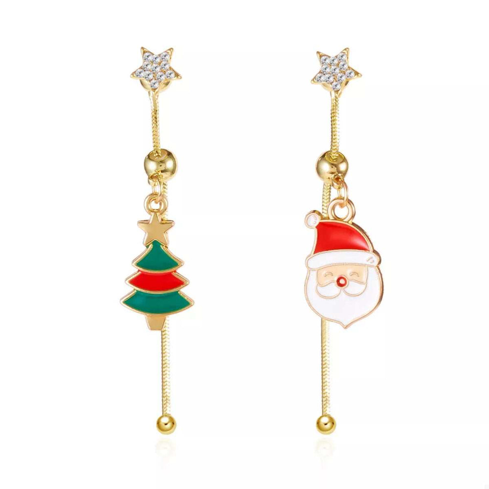 Christmas Santa Asymmetrical Drop Earrings - Trendsi - Flyclothing LLC