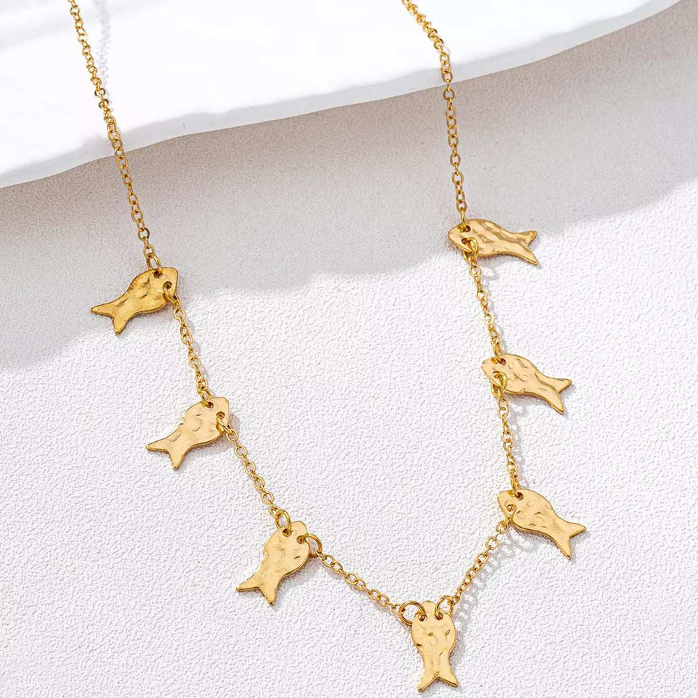 18K Gold-Plated Fish Charm Necklace - Trendsi - Flyclothing LLC