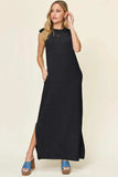 Double Take Full Size Texture Mock Neck Sleeveless Maxi Dress - Trendsi - Flyclothing LLC