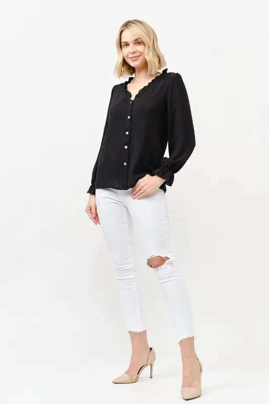 And The Why Polka Dot Ruffle Detailed Blouse Top - Trendsi - Flyclothing LLC