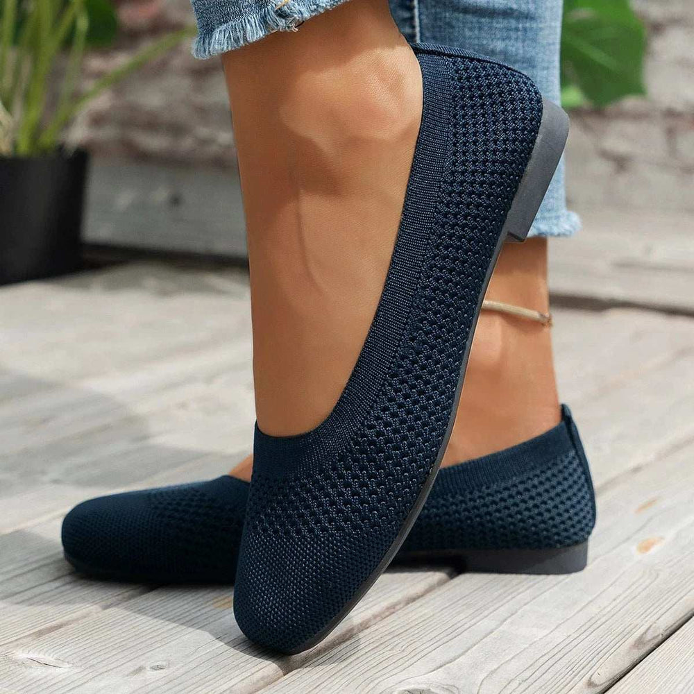 Square Toe Solid Color Mesh Slip-Ons - Trendsi - Flyclothing LLC
