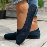 Square Toe Solid Color Mesh Slip-Ons - Trendsi - Flyclothing LLC