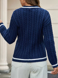 Classic Cable Knit V-Neck Sweater - Trendsi - Flyclothing LLC