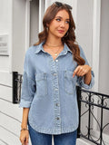 Vintage Wash Button-Down Denim Jacket - Trendsi - Flyclothing LLC