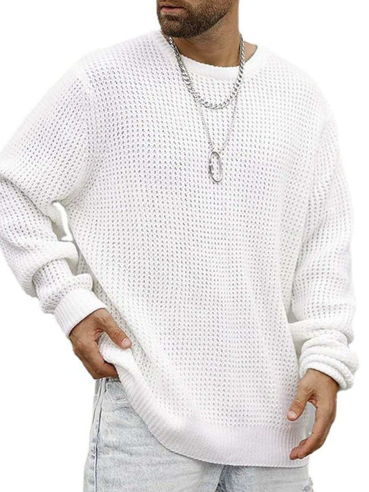 Men's Full Size Round Neck Long Sleeve Sweater Plus Size - Trendsi - Flyclothing LLC