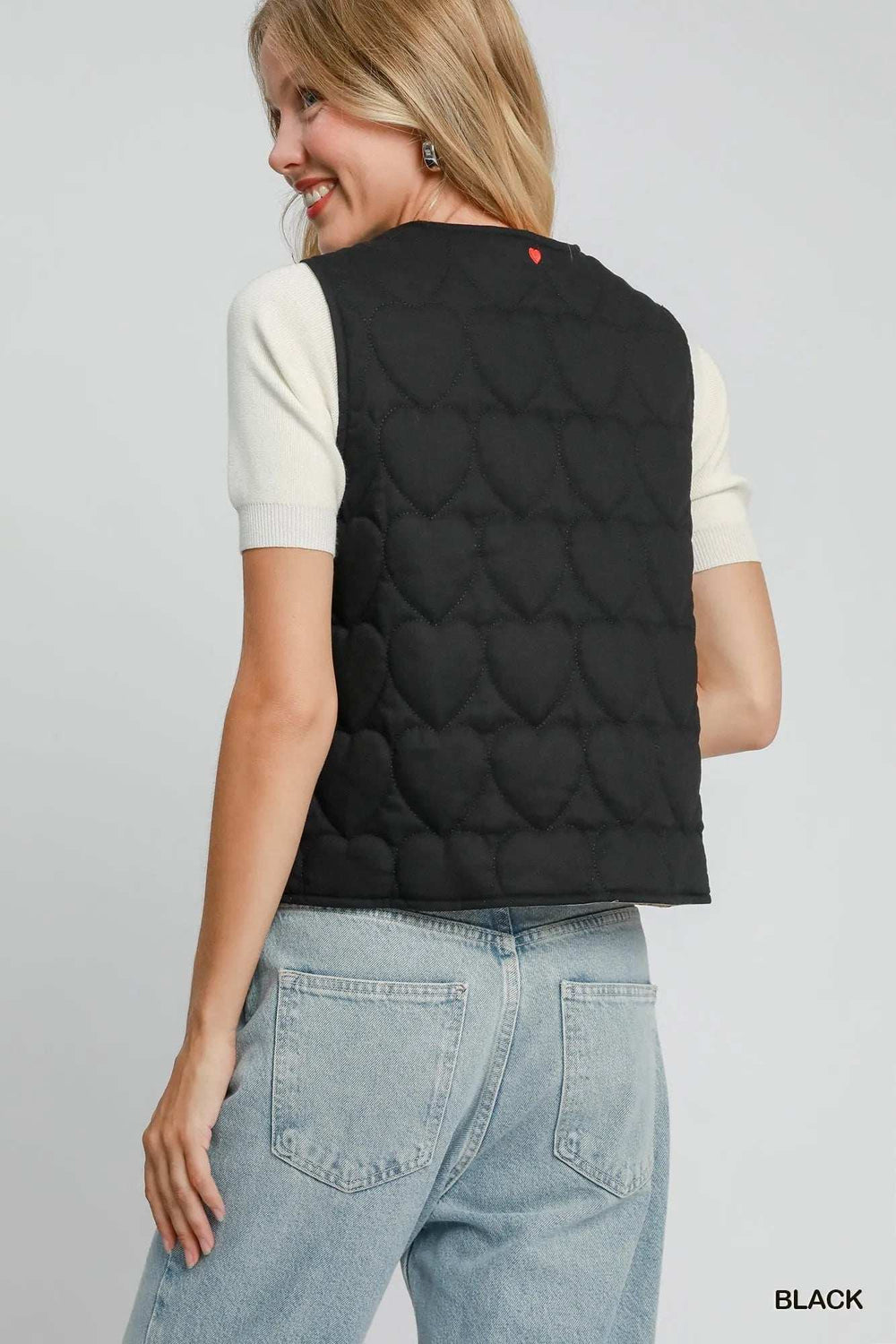 Umgee Heart Quilted Tie-Front Vest - Trendsi - Flyclothing LLC