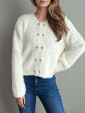 Heart Button Round Neck Cardigan - Trendsi - Flyclothing LLC