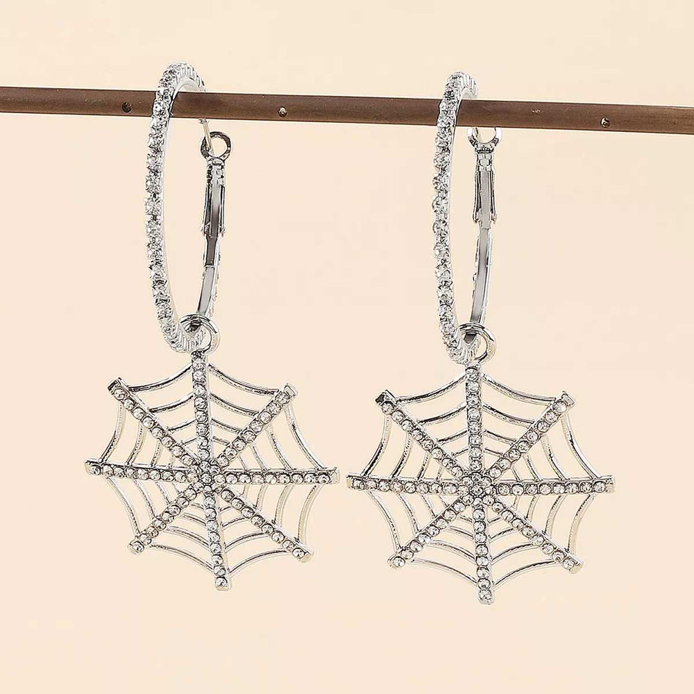 Halloween Spider Web Dangle Hoop Earrings - Trendsi - Flyclothing LLC